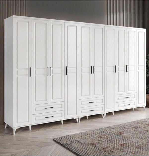 GuneyStore Ücretsiz Montaj - %100 MDF Gözde 10 Kapaklı Beyaz Gardırop - MDF Dolap - Elbise Dolabı - Image 1