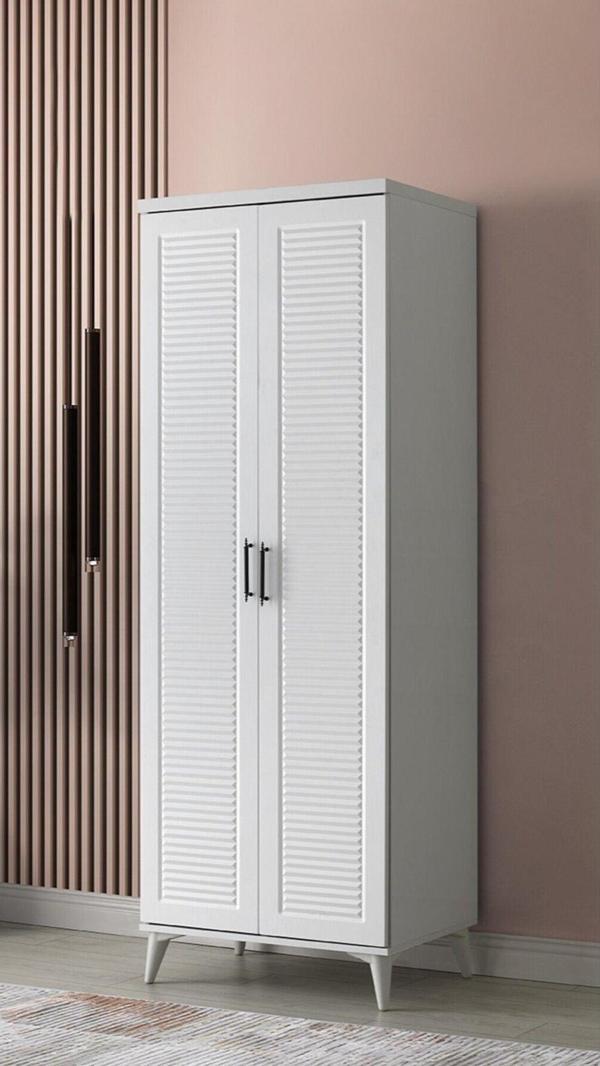Ücretsiz Montaj Komple Mdf Paris 2 Kapaklı Beyaz Gardırop Elbise Dolabı - Image 1
