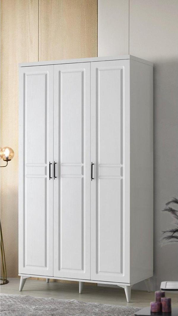 GuneyStore Ücretsiz Montaj - %100 MDF Sport 3 Kapaklı Beyaz Gardırop - MDF Dolap - Elbise Dolabı - Image 1