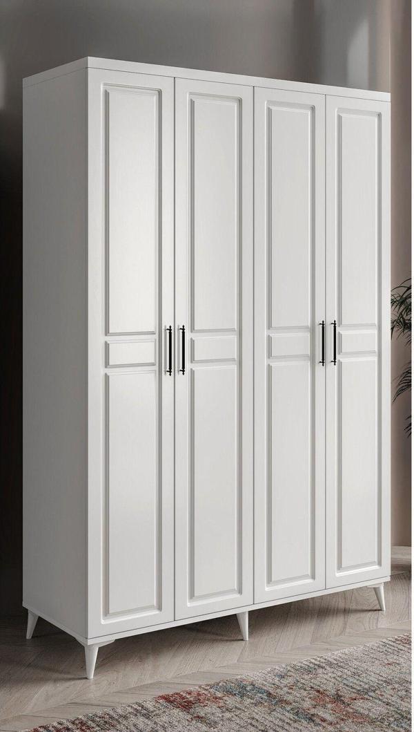 GuneyStore Ücretsiz Montaj - %100 MDF Sport 4 Kapaklı Beyaz Gardırop - MDF Dolap - Elbise Dolabı - Image 1