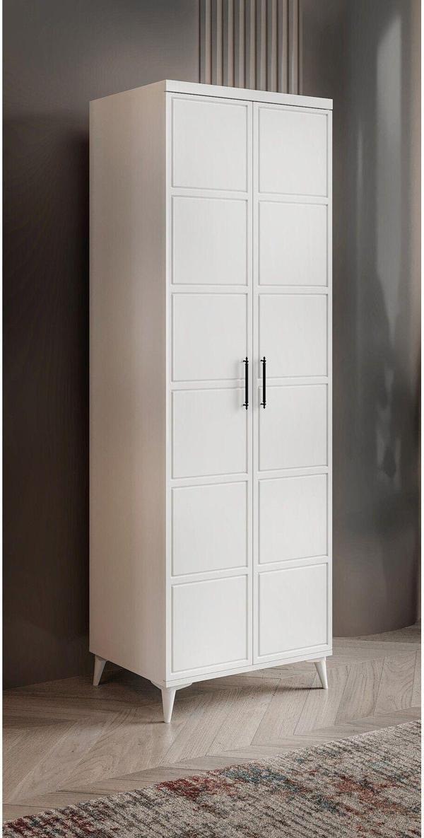 Ücretsiz Montaj Milano 2 Kapaklı Komple Mdf Beyaz Gardırop - Image 1