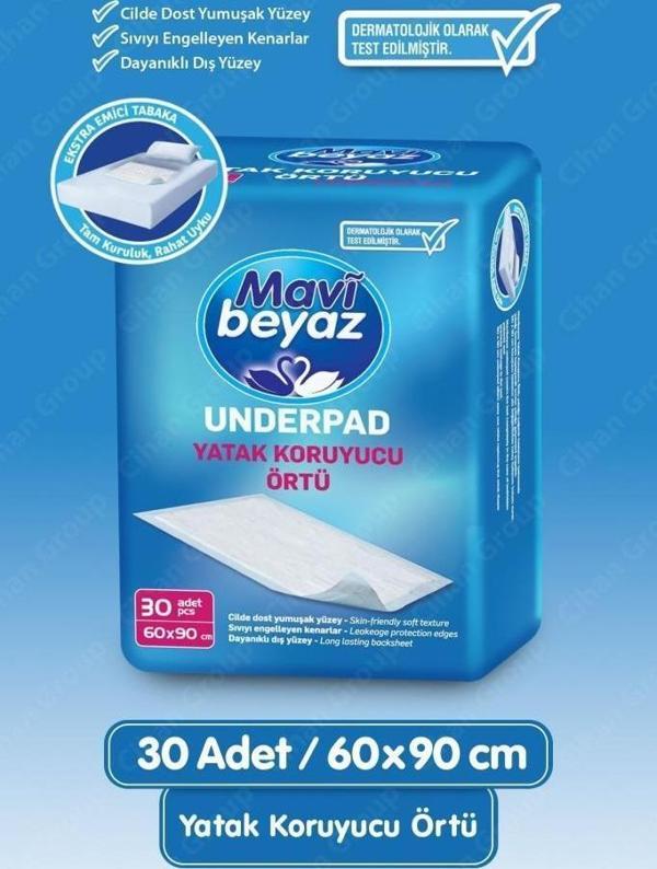 Mavi Beyaz Yatak Koruyucu Örtü 60x90 cm 30 Adet - Image 1