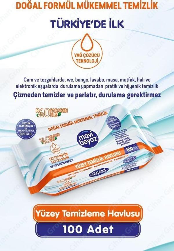 Mavi Beyaz Yüzey Temizlik Havlusu 100lü  - Image 1
