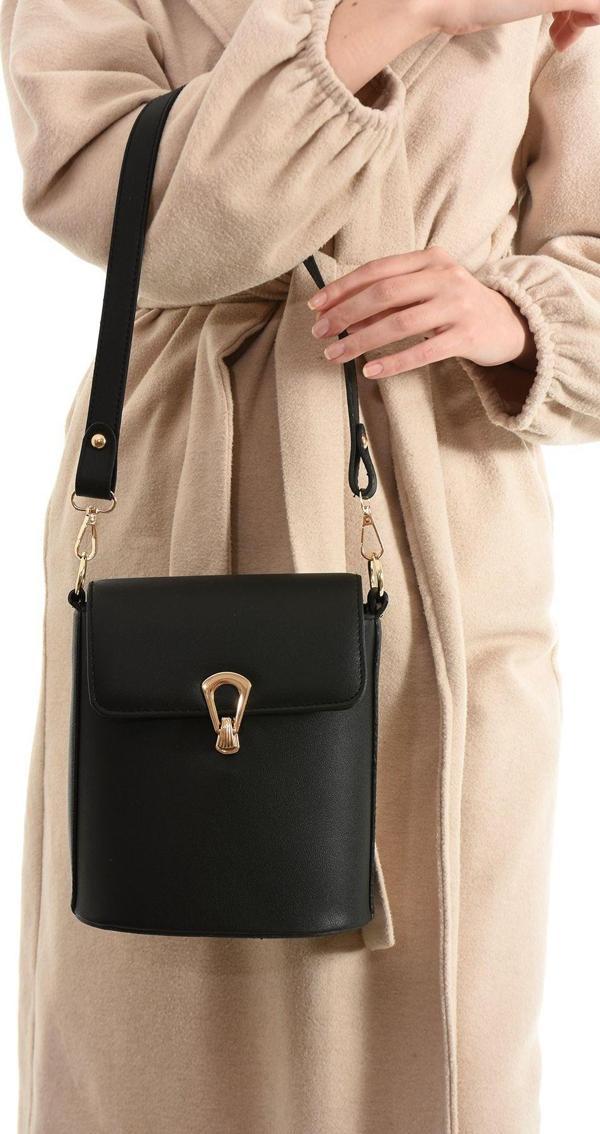 Mine Bag Suni Deri Kadın Çapraz Çanta Pretty Siyah - Image 1