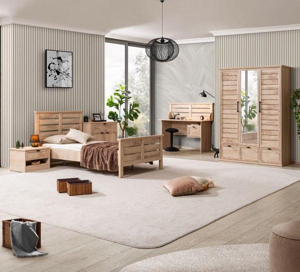 Polo Genç Odası - 3 Kapaklı Dolap, Karyola, Komodin, Çalışma Masası, Şifonyer - Image 1