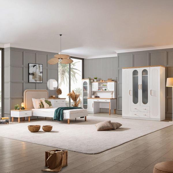 Vita Bohem Genç Odası - 4 Kapaklı Dolap, Karyola, komodin, Çalışma Masası, şifonyer, Kitaplık - Image 1