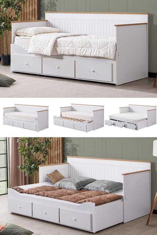Yavrulu Karyola, Marmaris Divan Karyola Çekmeceli Açılır Çift Kişilik Karyola + Soft Yatak - Image 1