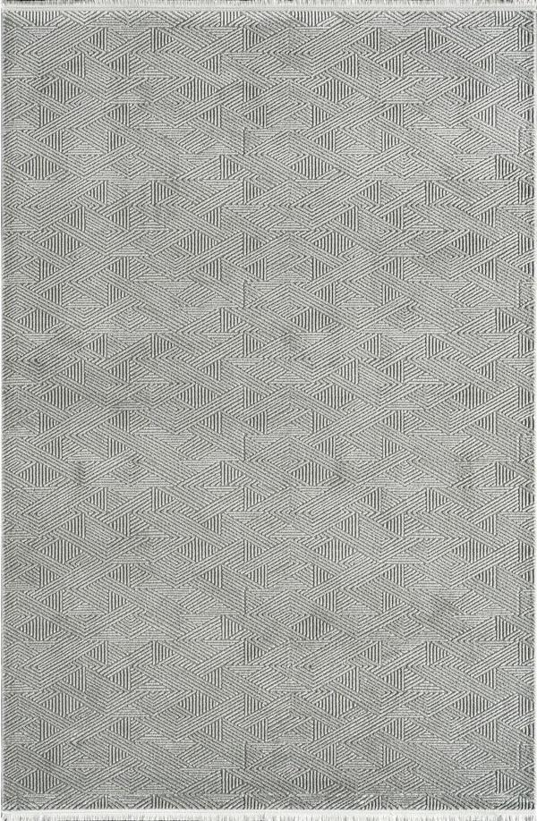 Royal Halı Arles FJ03B Gri Akrilik Yumuşak Dokulu Modern Çizgili Halı - Image 1