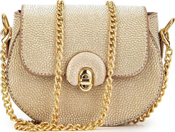 Mine Bag Zincir Askılı Mini Popy Kadın Çapraz Çanta Işıltılı Gold - Image 1
