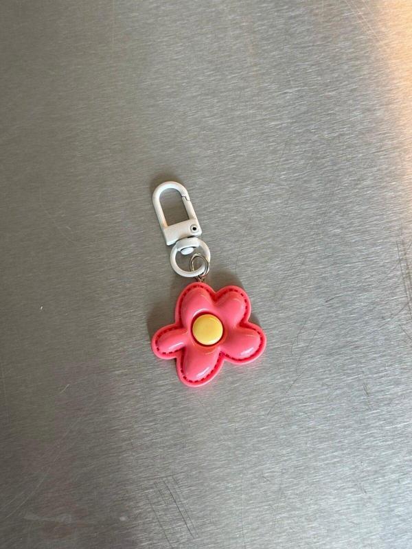 Mine Bag Karabina Klipsli Renkli Çiçek Çanta Charmı Anahtarlık Fuşya - Image 1