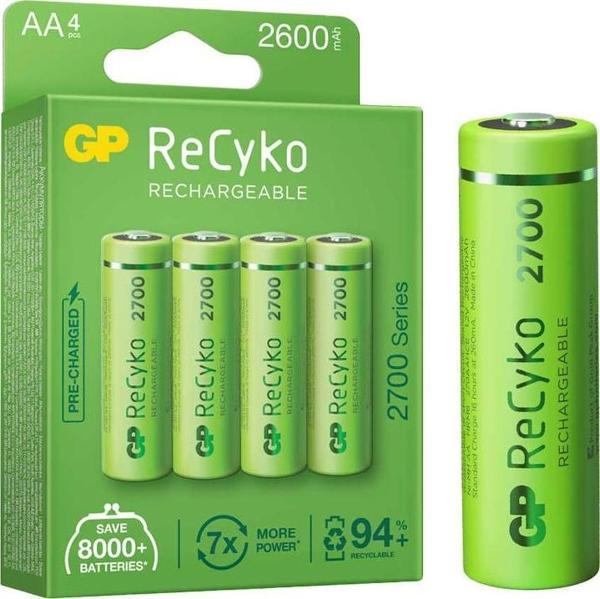Gp Recyko AA Kalem Pil 2600 Mah Şarjlı 4 lü Pil Şarj Edilebilir Pil - Image 1