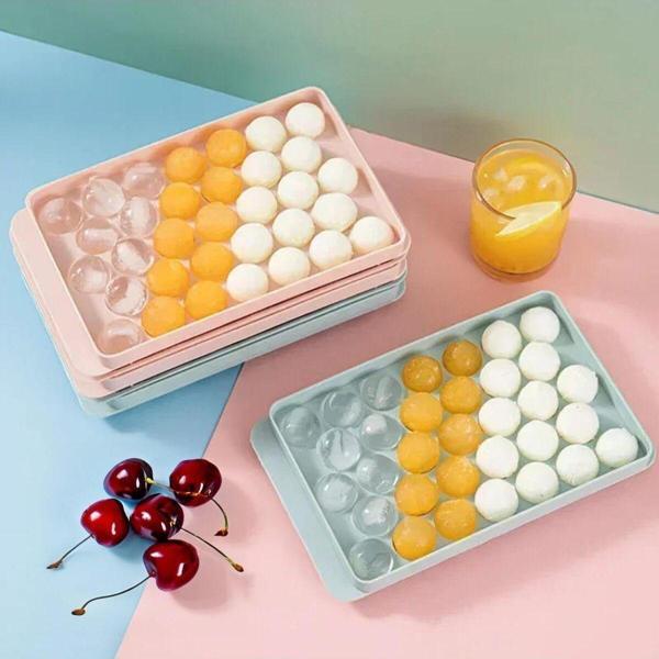 33 Hazneli Küresel Buz Kalıbı - Mavi ve Pembe Renklerde Premium Plastik, Yeniden Kullanılabilir Tray - Image 1