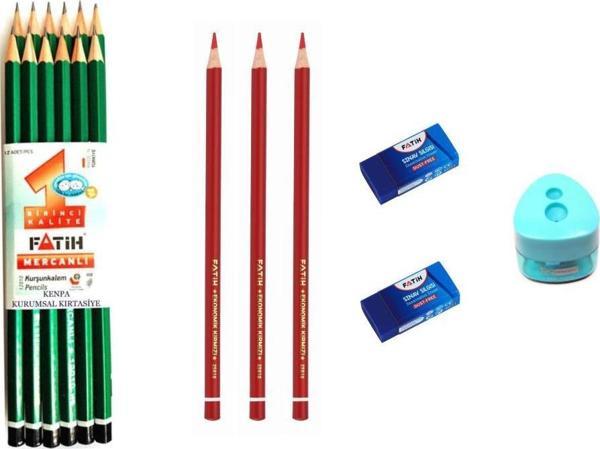Fatih Mercanlı 12Li+3 Kırmızı Kopya Kalemi+2Sınav Silgisi+Kalemtıraş - Image 1