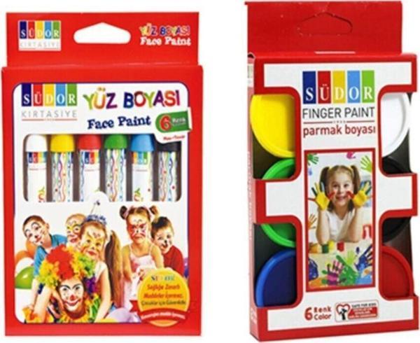 Südor Yüz Boyası 6 Renk Ve Parmak Boyası 6 Renk 2 Li SET - Image 1