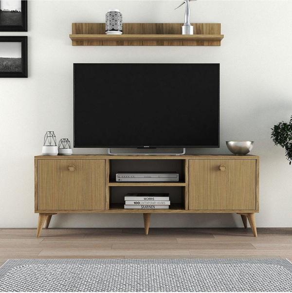 Ferniso Mobilya 138 Cm Tv Ünitesi Alba Çizgili Kapak - Image 1