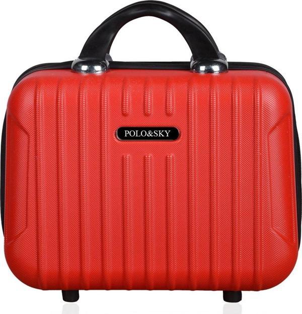 Polo&Sky Class Model Kırmızı Renk Abs Makyaj Çantası El Valizi - Image 1