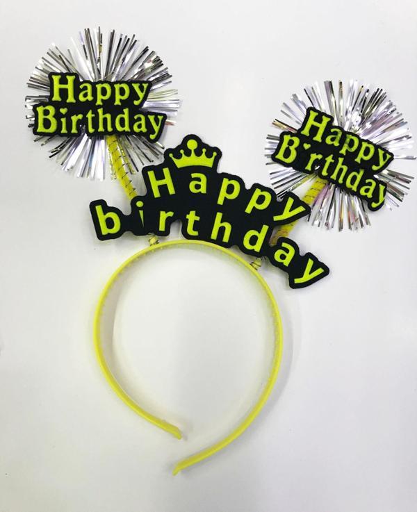 samur parti parti aksesuar & kostüm Parti AKsesuar Happy Birthday Neon Renk Doğum Günü Tacı 12 Adet - Image 1
