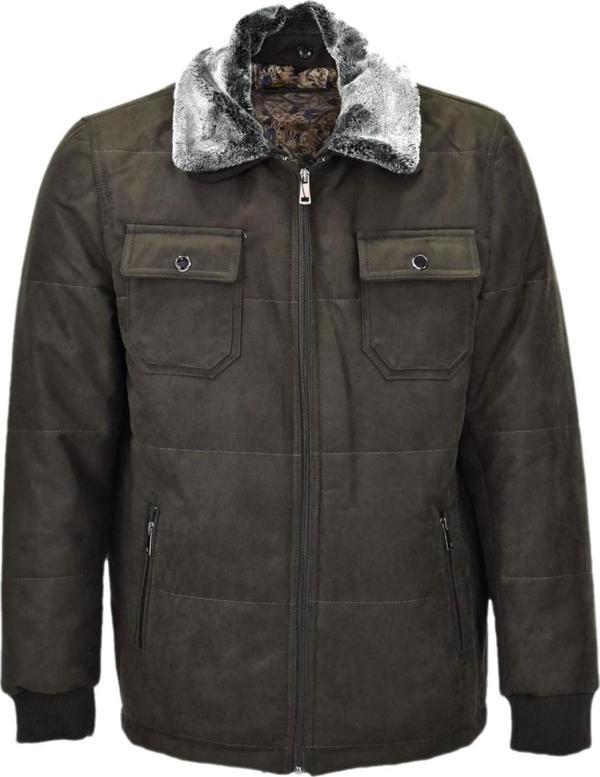 Erkek Spor Peluş Yaka Süet Mont 3126 BGL-ST03996 - Image 1