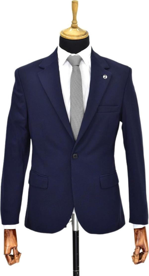 Erkek Lacivert Tek Spor Ceket Çift Yırtmaçlı BGL-ST03974 - Image 1