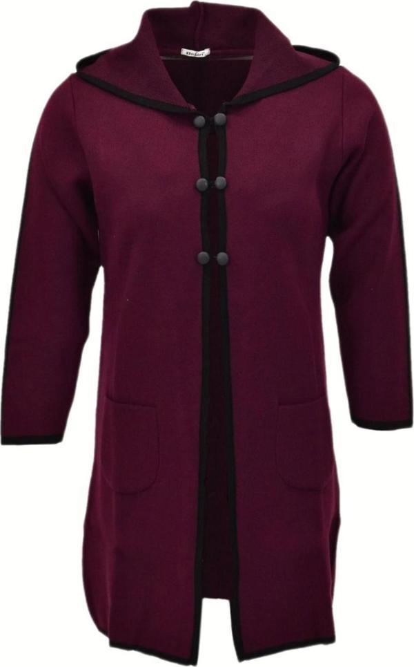 Kadın Kapüşonlu Tiriko Düğmeli Cepli Hırka 8232 BGL-ST04072 - Image 1