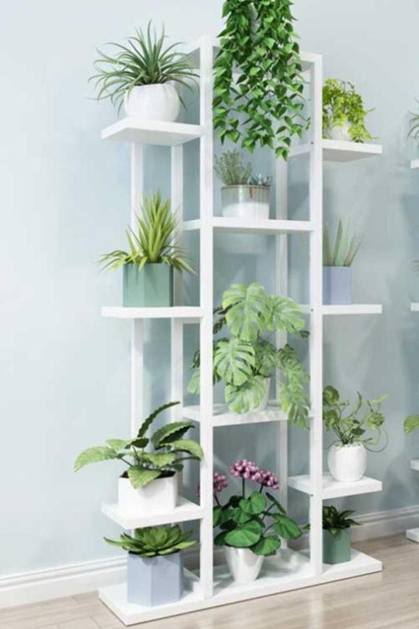 Mion Metal/ahşap Saksılık&çiçeklik Beyaz - Image 1