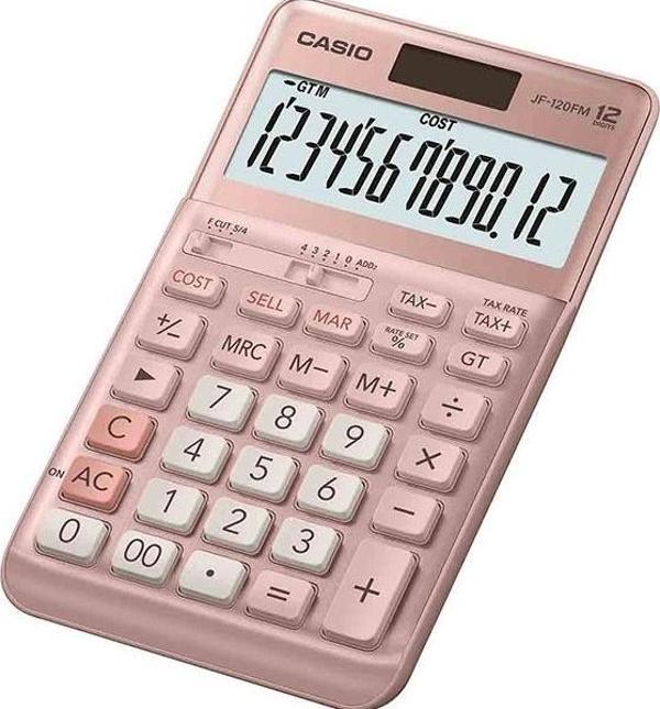 Casio JF-120FM-PK Pembe 12 Hane Masa Üstü Hesap Makinesi - Image 1