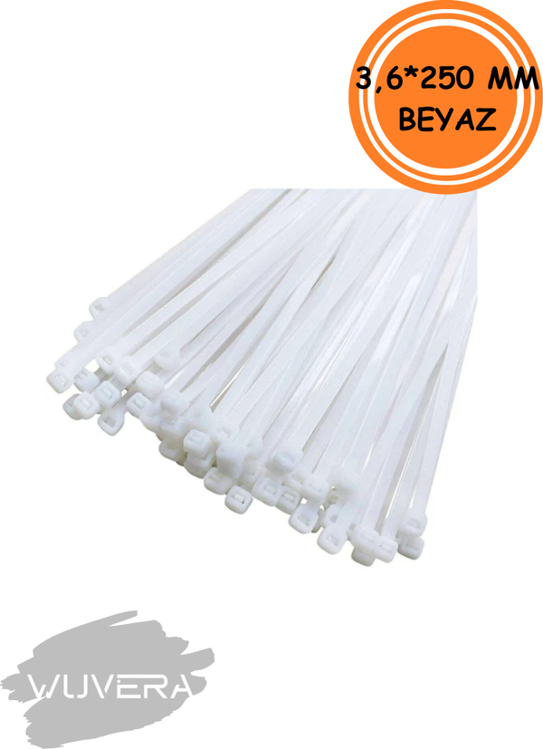 Wuvera 100 Adet Plastik Cırt Kelepçe Kablo Bağı – Pratik ve Çözüm Dayanıklı! (3,6*250mm) - Image 1