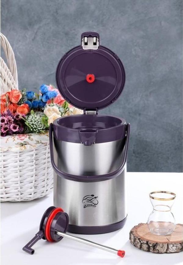 2,5 Lt. Çelik Termos Pompalı - Çay Termosu Siyah - Image 1
