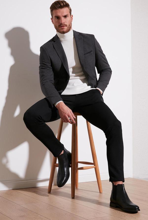 Buratti Slim Fit 6 Drop Tek Yırtmaçlı Blazer Erkek Ceket 2163115 B ANTRASİT - Image 1