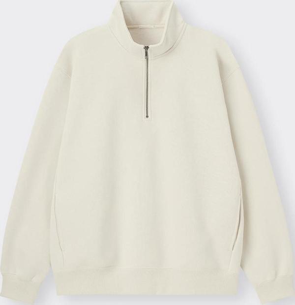 Erkek Dik Yaka Fermuarlı Sweatshirt Bej - Image 1