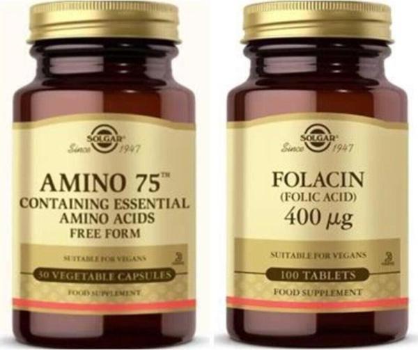 Amino 75 (essential Amino) 30 Kapsül+ Folic Acid 400 Mcg 100 Tablet - Image 1