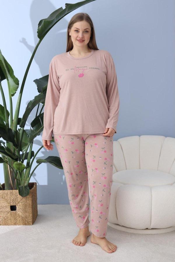 Lukitus Büyük Beden Battal Pamuk Kadın Pijama Takımı - Image 1