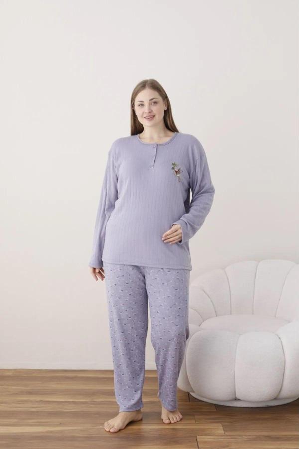 Lukitus Büyük Beden Battal İnterlok Kadın Pijama Takımı - Image 1