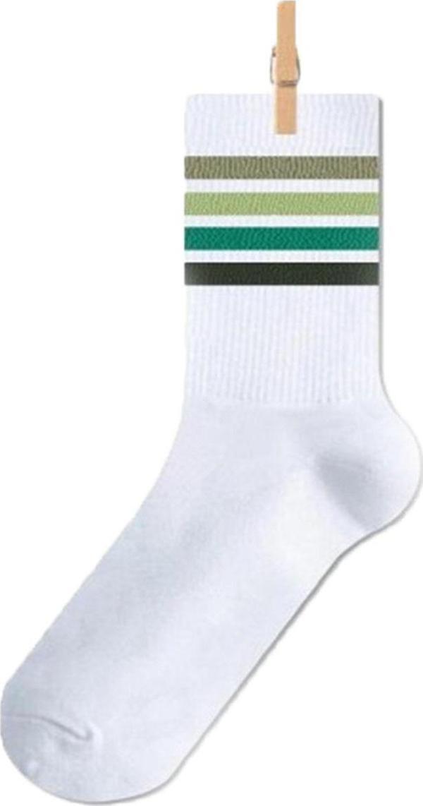 Lukitus Unisex Çizgili Tenis Çorabı 4'Lü Paket - Image 1