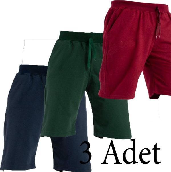 Lukitus Pamuklu Cepli Basic Erkek Şort 3 Adet - Image 1