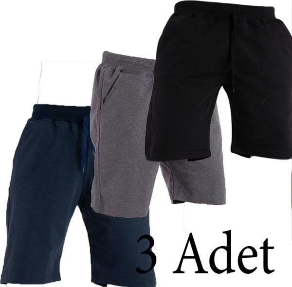 Lukitus Pamuklu Cepli Basic Erkek Şort 3 Adet - Image 1