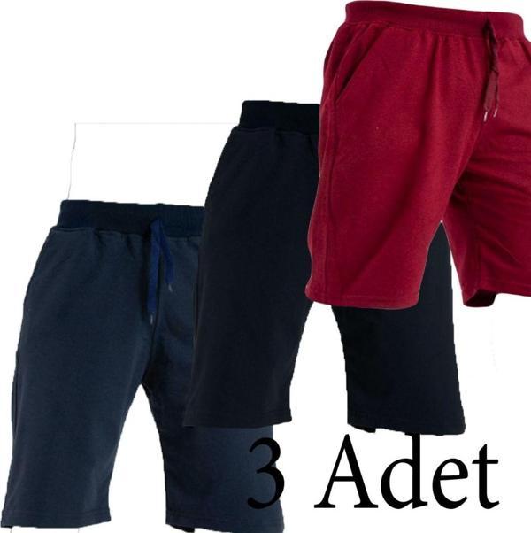 Lukitus Pamuklu Cepli Basic Erkek Şort 3 Adet - Image 1