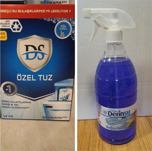 Derinsu Kimya Doğal Bulaşık Makinesi Tuzu 1.5 Kğ + 1 Lt Genel Yüzey Temizleyici - Image 1