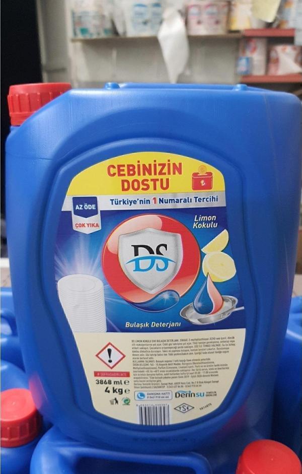 Derinsu Kimya Ds Elde Yıkama Bulaşık Deterjanı Limon 4 Lt - Image 1