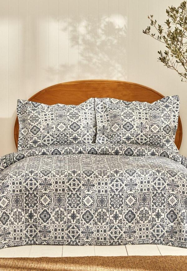 Karaca Home  Tiles Çift Kişilik Yatak Örtüsü Mavi  - Image 1