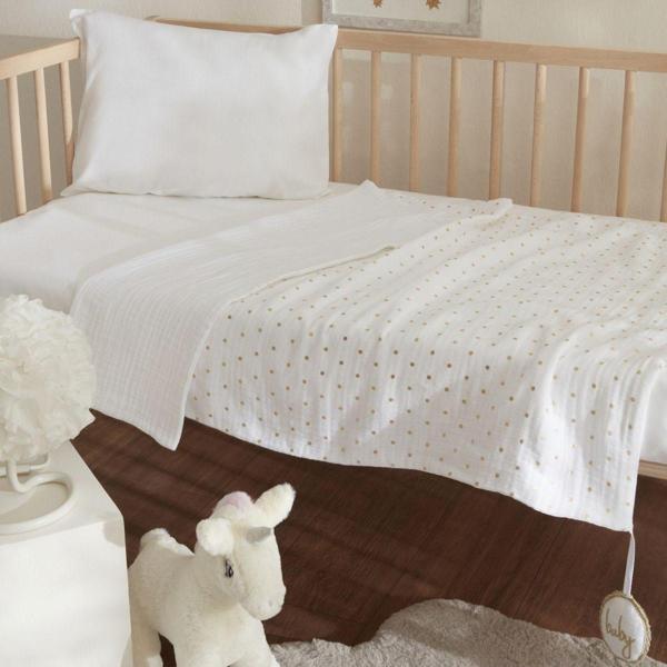 Karaca Home Bonbon Müslin %100 Pamuk Bebek Battaniye Beyaz 70x100 cm - Image 1