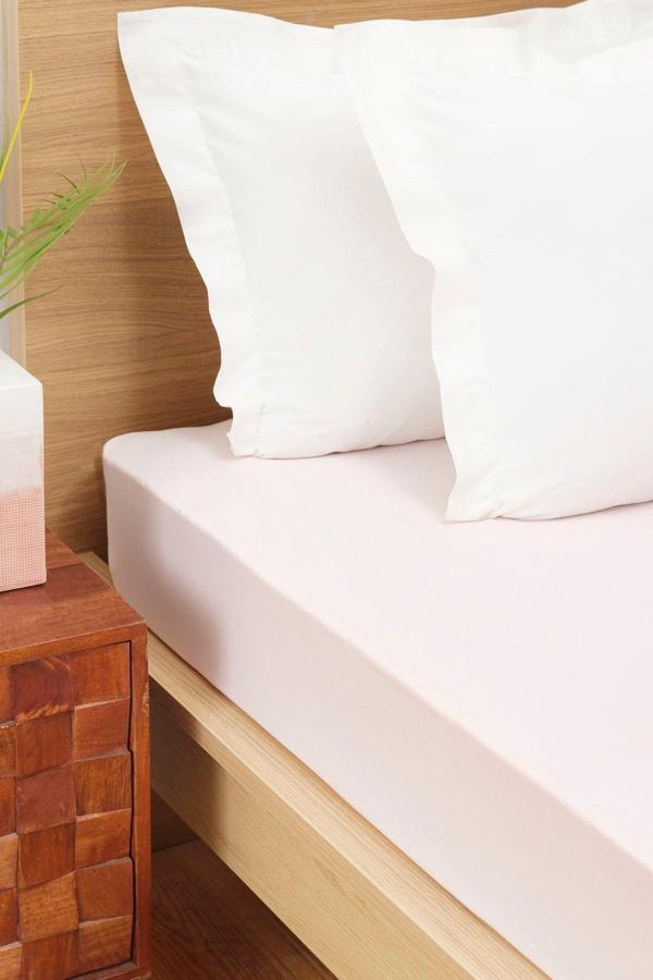 Karaca Home %100 Pamuk Penye Lastikli Çarşaf Tek Kişilik Açık Pembe - Image 1