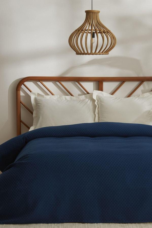 Karaca Home Lorena Çift Kişilik Bambu Jakar Pike 200x230 cm İndigo - Image 1