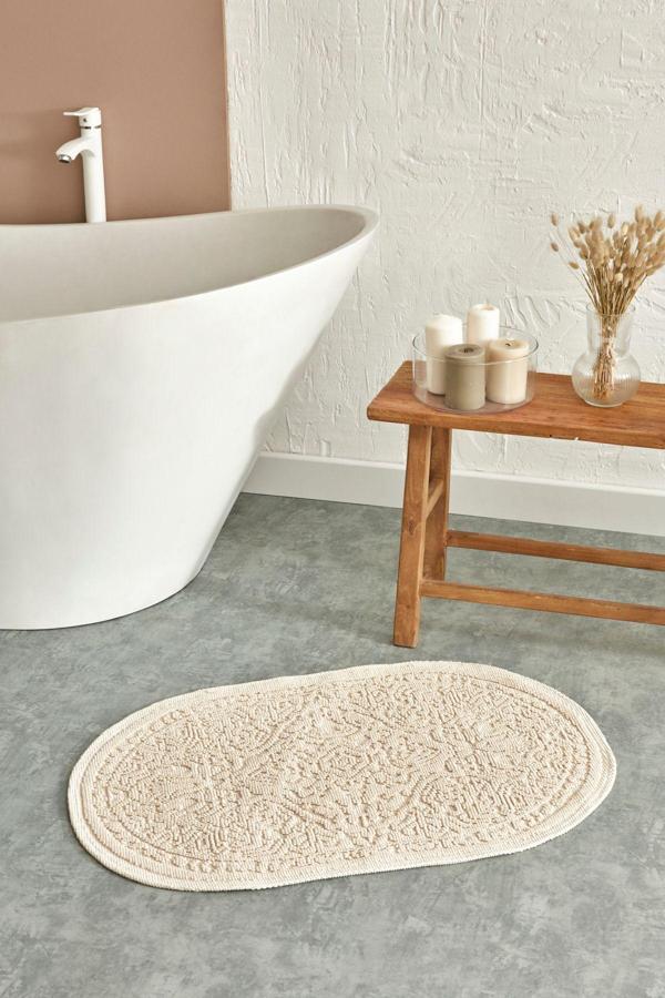 Karaca Home Vista Oval Paspas 90x60 cm Ekru - Image 1