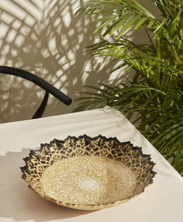 Karaca Home Kashida Dekoratif Tabak 34 cm Altın - Image 1