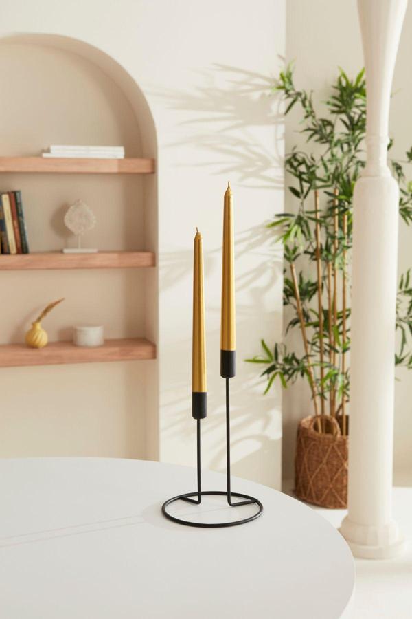 Karaca Home 2'li Şamdan Mum Altın 24 cm - Image 1