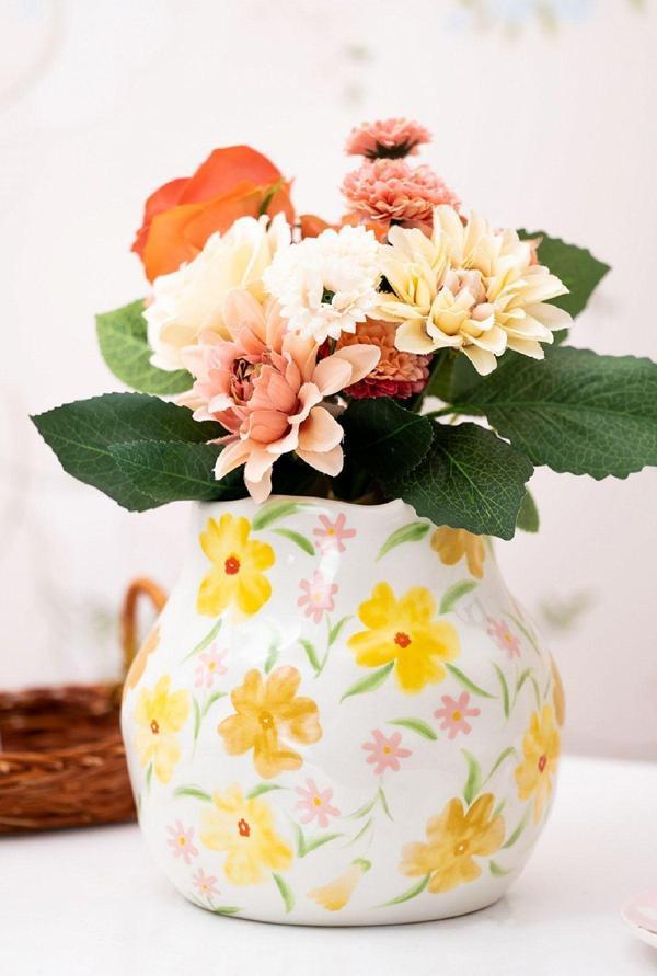 Karaca Home Spring Çiçek Desenli Vazo Sarı - Image 1