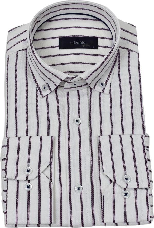 Erkek Klasik Çizgili Tek Cepli Gömlek BGL-ST03907 - Image 1