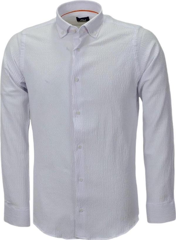 Erkek Silim Fit Spor Gofre Uzun Kol Gömlek BGL-ST03898 - Image 1