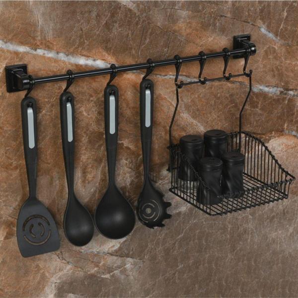 Hagen Vidasız Montaj Duvar Rayı 8Li Askı(45 Cm) Ve Sepet 20 Cm - Image 1